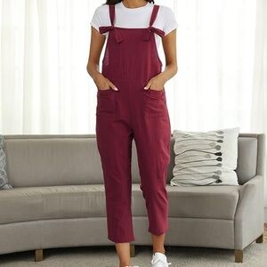Terra Cotta Cloth Overalls Rust Jumper Romper Pants 1pc One Piece Red Orange S